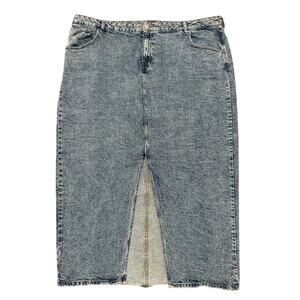 ASOS Curve Denim Midi Skirt Front Slit High Rise 22 Plus Size Chic Y2K Casual